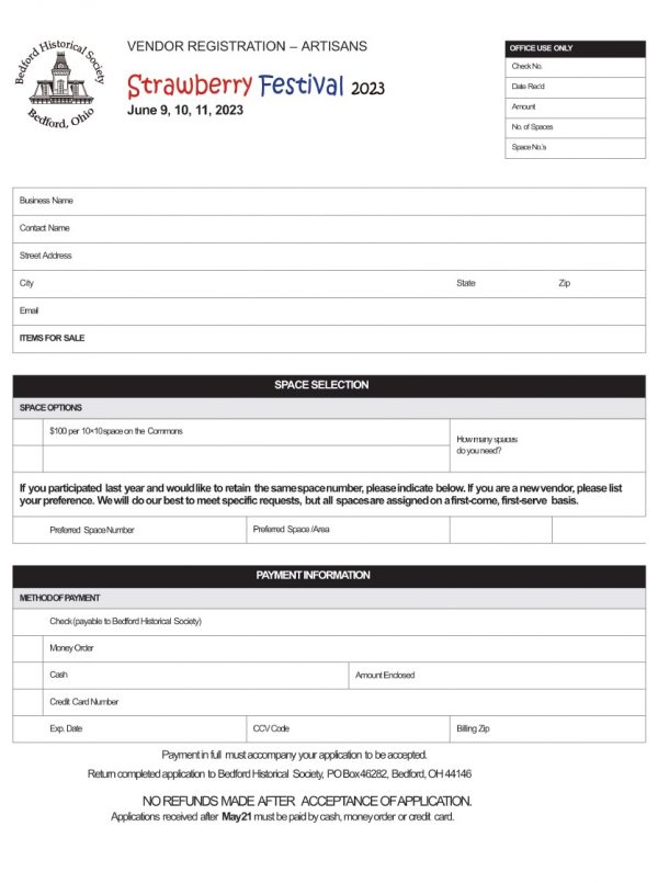 2023 Strawberry Festival Information Bedford Ohio Historical Society