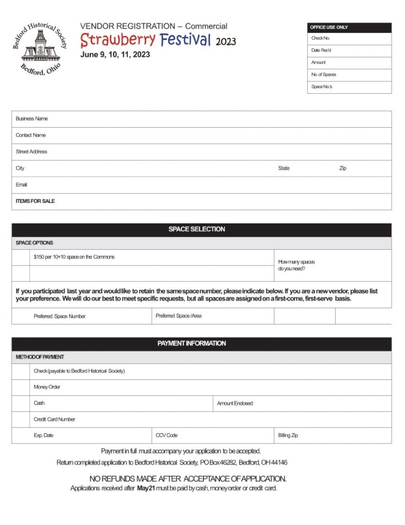 2023 Strawberry Festival Information Bedford Ohio Historical Society