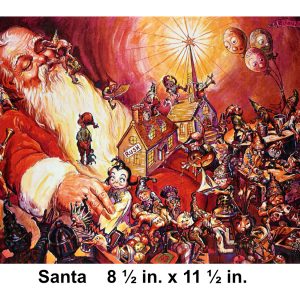 Pooka Christmas with Santa by R. Sedlon - unsigned